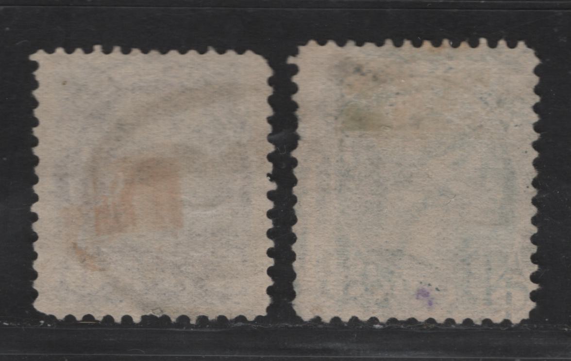 Lot 318 Canada #44b 8c Slate Blue Queen Victoria, 1870-1897 Small Queen Issue, 2 Fine & VF Used Singles Mid-Second Ottawa Printing On Paper 2O-R In Two Different Shades