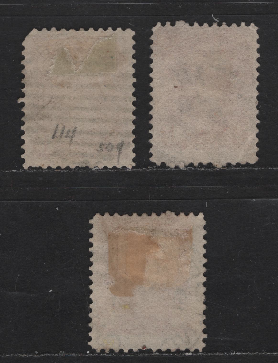 Lot 335 Canada #43 6c Red Brown & Bright Red Brown Queen Victoria, 1870-1897 Small Queen Issue, 3 VG Used Singles Mid & Late Second Ottawa Printings On Paper Types 2O-E, 2O-N and 2O-R, See Page On Small Queen Papers For Details