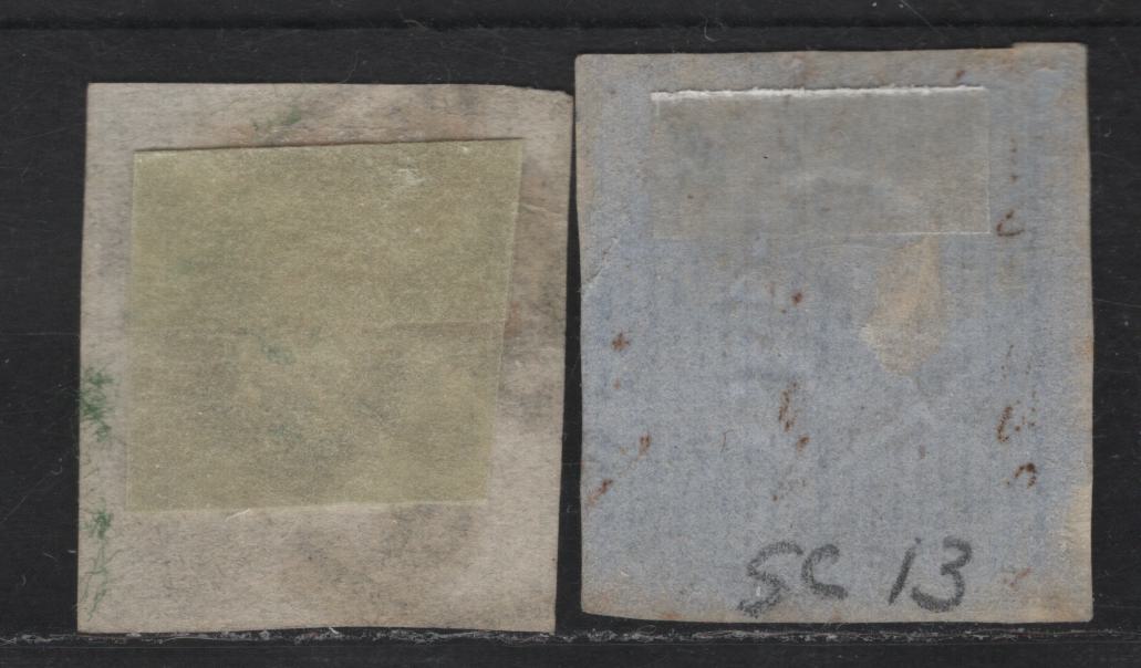 Lot 160 Italy - Sardinia SC#12a, P2 20c & 2c Blue & Gray Victor Emmanuel II, 1855-1863 Victor Emmanuel II & Newspaper Issues, 2 Good Used Imperf Singles, Sound Used Examples But Clear Of Design, Very Close on 20c, Just In At LL On P2