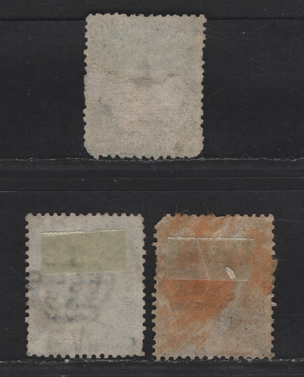 Lot 173 Italy SC#52, 54, 56 5c, 45c & 1l Dark Green, Gray Green and Brown & Yellow Humbert I, 1889 Humbert I Issue, 3 Good/Very Good Used Singles