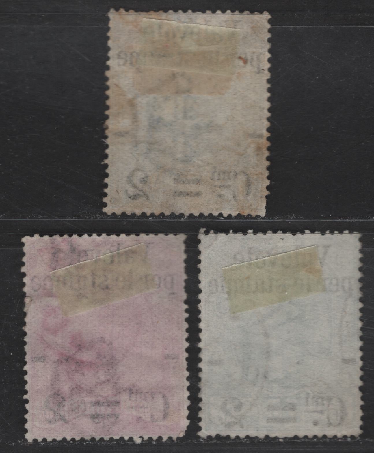 Lot 177 Italy SC#59-61 2c on 20c - 75c Blue - Blue Green Humbert I, 1890 Surcharged Parcel Post Issue, 3 Fine Used Singles