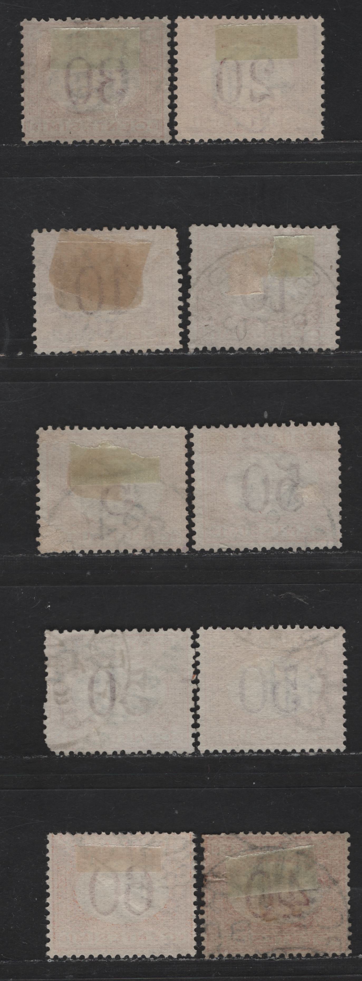 Lot 188 Italy SC#J5-J11 5c - 60c Dull Orange & Maroon - Orange Brown & Maroon Numeral, 1870-1925 Postage Dues, 10 Fine Used Singles, Various Printings