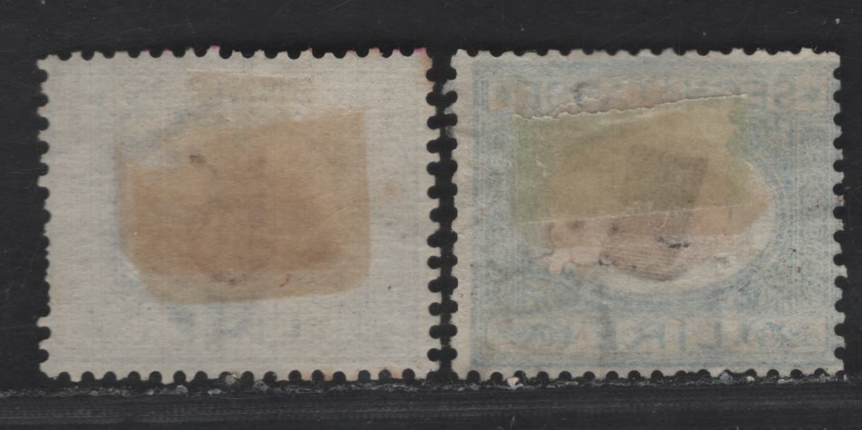 Lot 190 Italy SC#J17-J18 5l Blue & Brown - Blue & Magenta Numeral, 1870-1925 Postage Dues, 2 Very Good Used Singles, Early & Late Printings