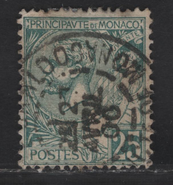 Lot 209 Monaco SC#20 25c Green Prince Albert I, 1891-1921 Prince Albert I Sideface Issue, A Fine Used Single