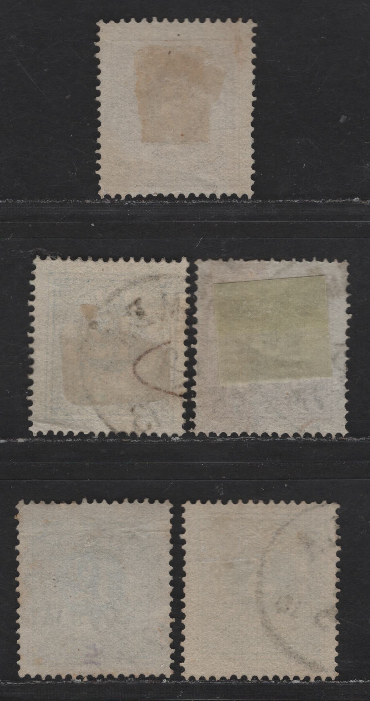 Lot 234 Sweden SC#17, 20, 22, 19 5o - 60o Blue Green - Violet Numeral, 1872-1877 Numeral Issue, 5 Very Fine Used Singles, Perf 14