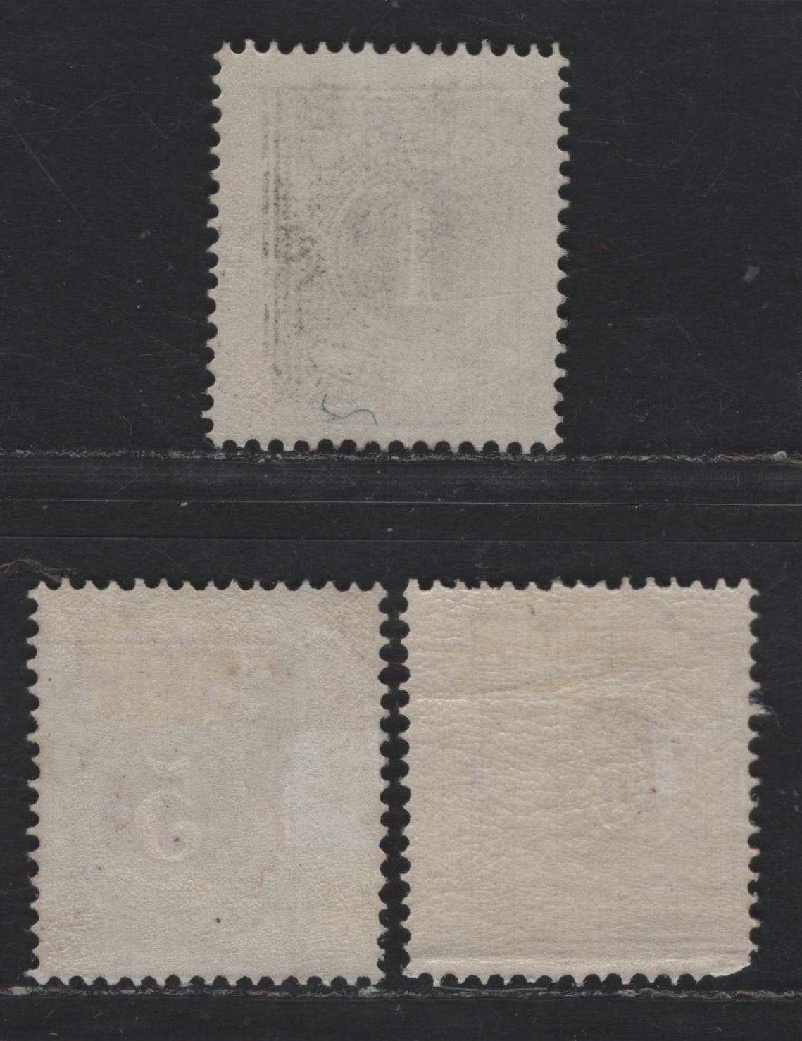 Lot 249 Sweden SC#J1, J3, J4 1c - 6c Black - Yellow Numeral, 1874 Postage Due, 3 VGOG Singles, Perf 14