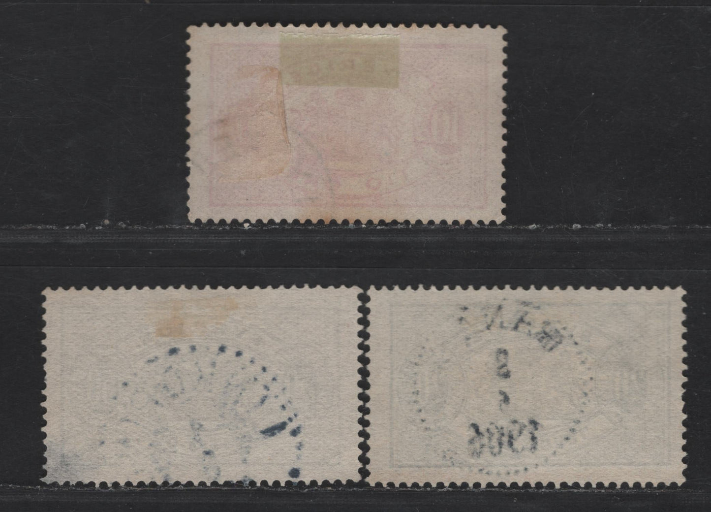 Lot 257 Sweden SC#O17b, O20, O24 10o - 50o Rose - Pale Gray Arms, 1881-1896 Arms Official Issue, 3 Very Fine Used Singles