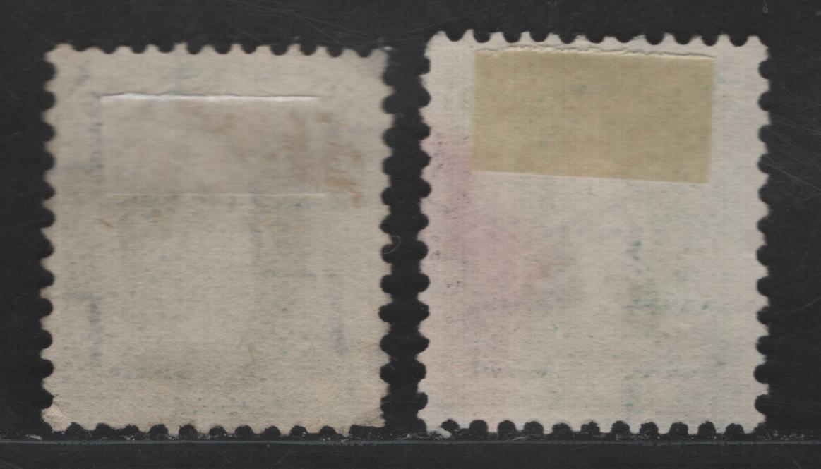 Lot 282 Switzerland SC#109 50c Green & Dark Green Helvetia, 1905 Helvetia Issue, 2 Very Fine Used Singles, Perf 11.5x11, Wmk Crosses