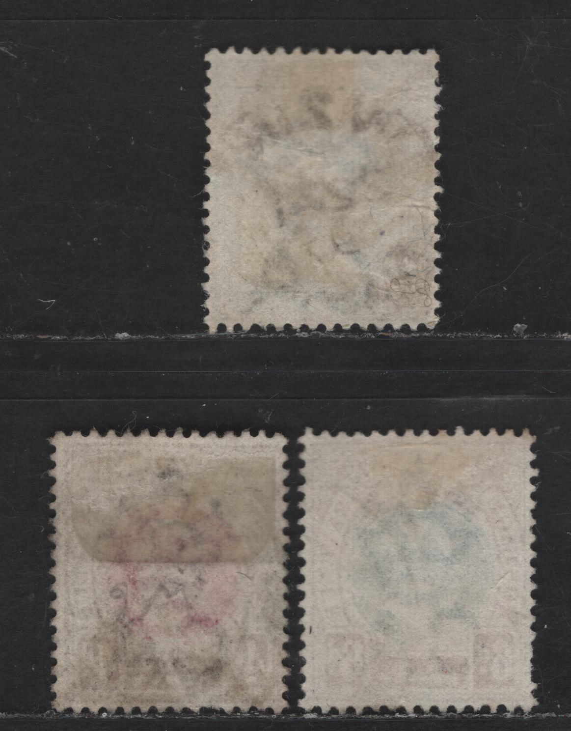 Lot 297 Natal SC#69, 87, 89 3d - 6d Gray - Maroon & Blue Queen Victoria & King Edward VII, 1882-1903 Queen Victoria & King Edward VII Issue, 3 Fine/Very Fine Used Singles