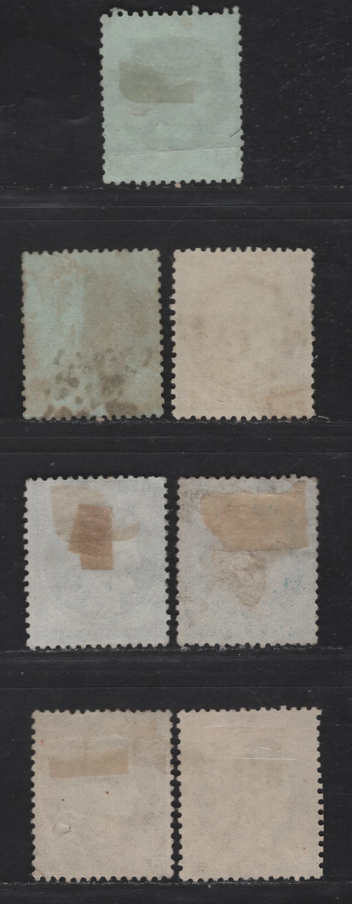 Lot 58 France SC#53, 56, 58, 61-62 5c - 30c Green on Pale Blue - Gray Brown Ceres Head, 1870-1875 Ceres Heads Issue, 7 Fine Used Singles, Smaller & Larger Numerals