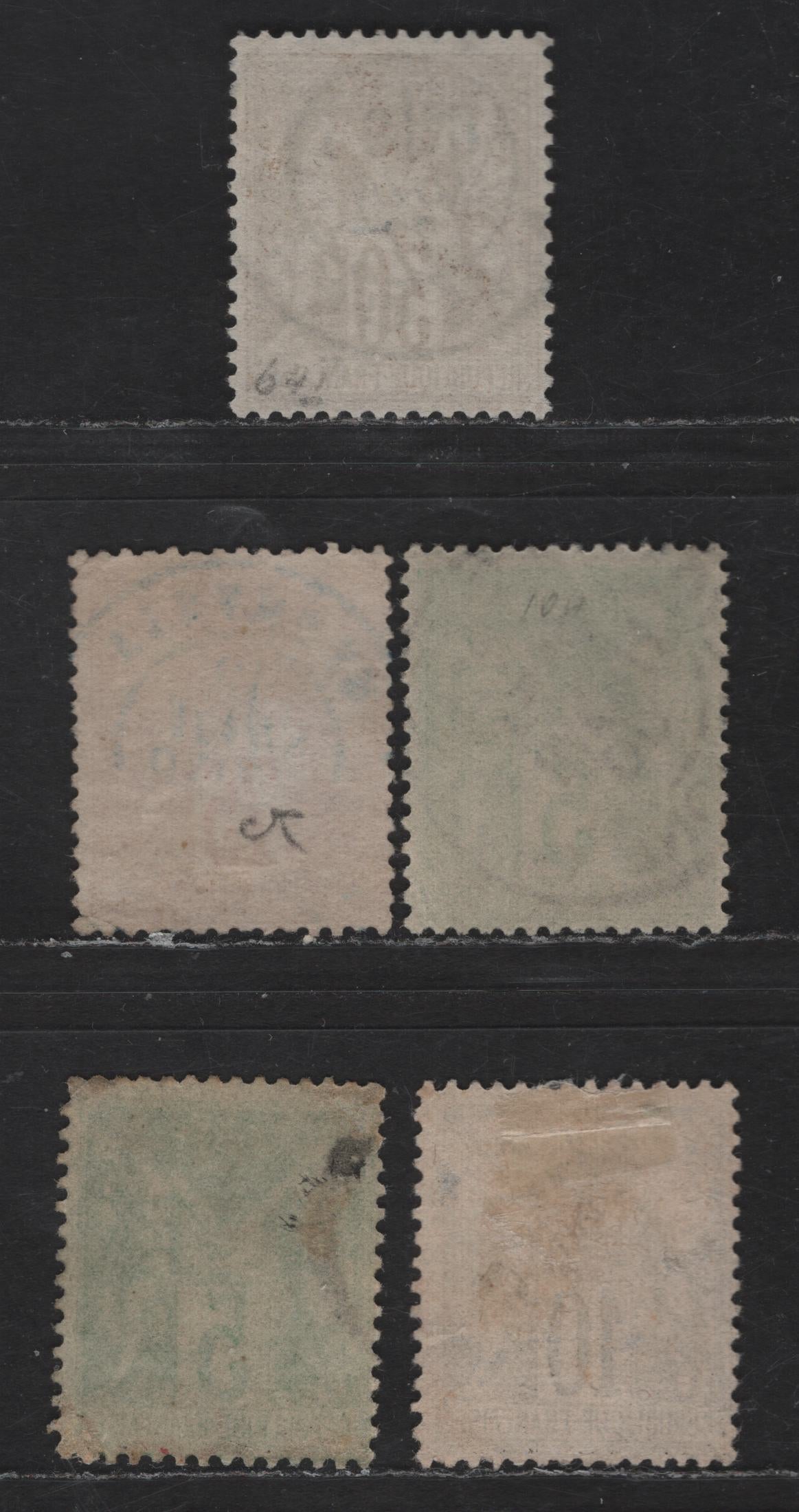 Lot 67 France SC#73, 75, 105-106 30c - 10c Brown on Yellowish - Black on Lavender Peace & Commerce, 1876-1878 Peace & Commerce Issue, 5 Fine Used Singles, Type 1