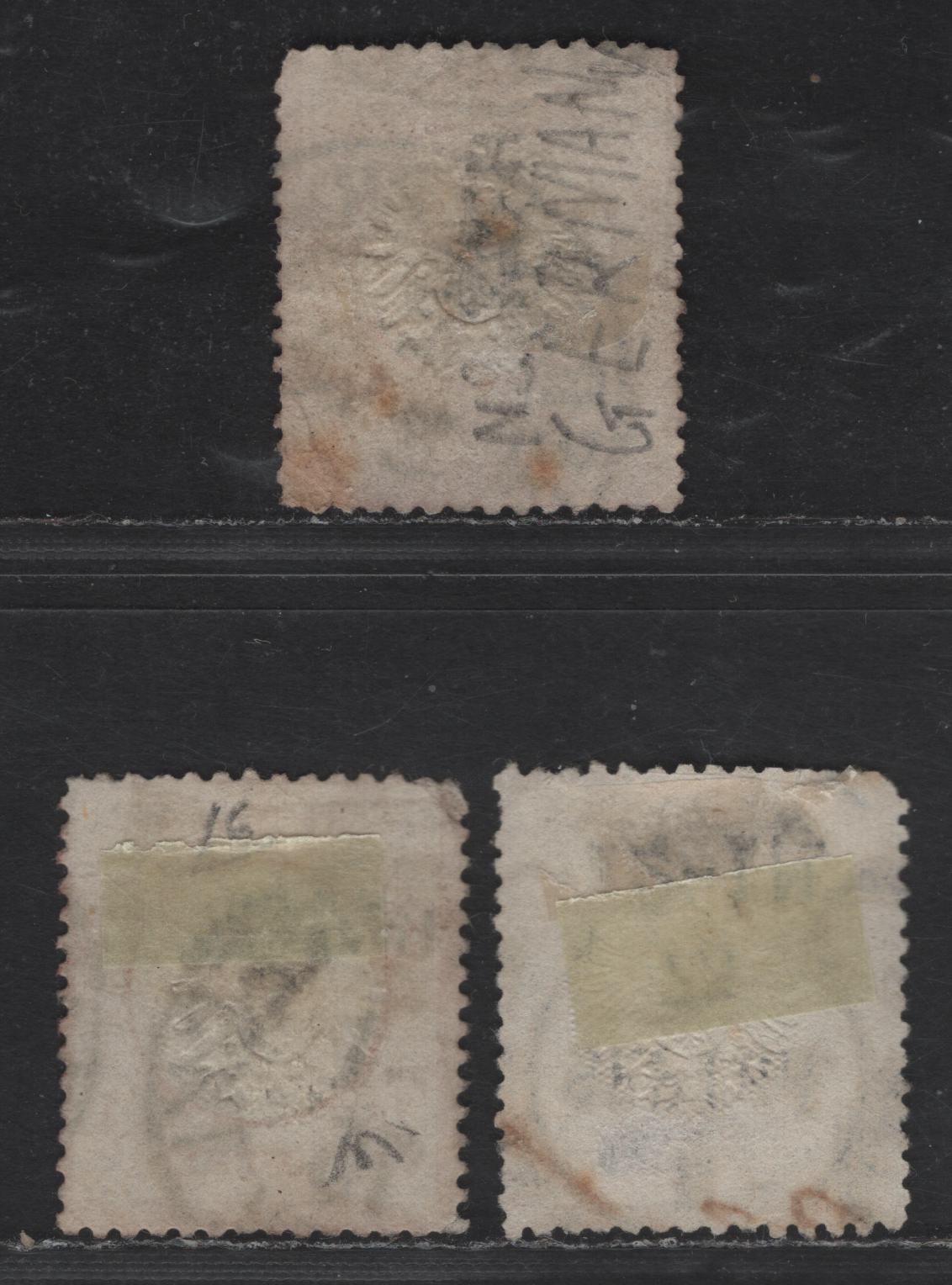 Lot 82 German States - Bavaria SC#16-17, 20 1/2gr - 5gr Orange - Bistre Eagle, 1872 Eagle With Large Shield Issue, 3 Good/Very Good Used Singles, Creases on 1/2gr & 1gr