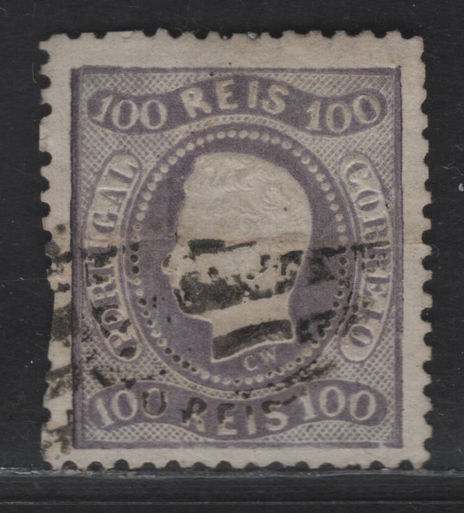 Lot 169 Portugal SC#31 100r Lilac King Luiz, 1867-1870 Perforated Embossed Issue, A Very Good Used Single, Perf 12.5, Light Horizontal Crease