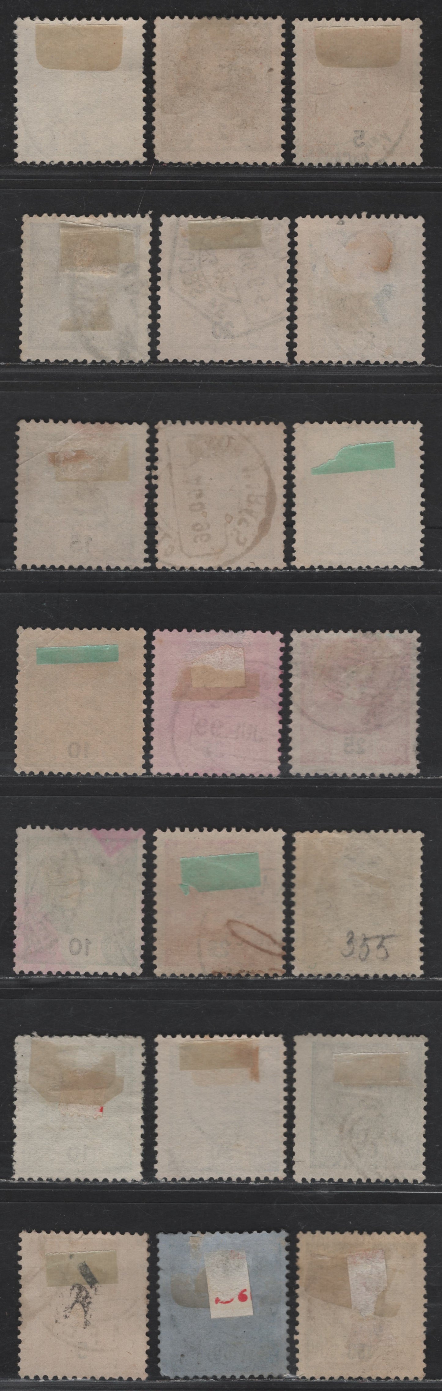 Lot 174 Portugal SC#110-118, 120, 124, 126 2.5r - 130r Gray - Gray Brown on Straw King Carlos, 1895-1905 King Carlos Keyplates Issue, 21 Fine/Very Fine Used Singles, Additional Shades
