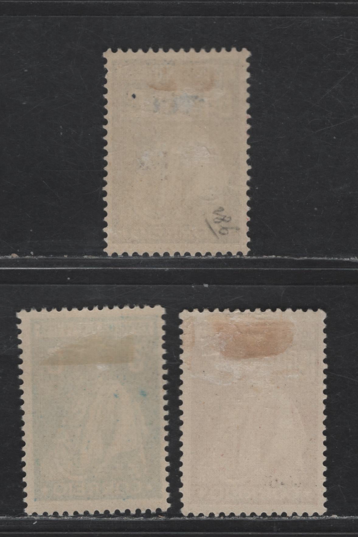 Lot 187 Portugal SC#399, 411, 414 3c - 1e Bright Blue - Red Brown Ceres, 1926 Ceres Issue, 3 VFOG Singles, Without Imprint, Perf 13.5x14