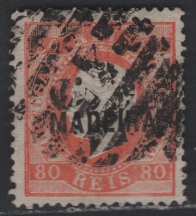 Lot 161 Madiera SC#26 80r Orange King Luiz, 1868-1870 King Luiz Embossed Sideface Issue, A Fine Used Single