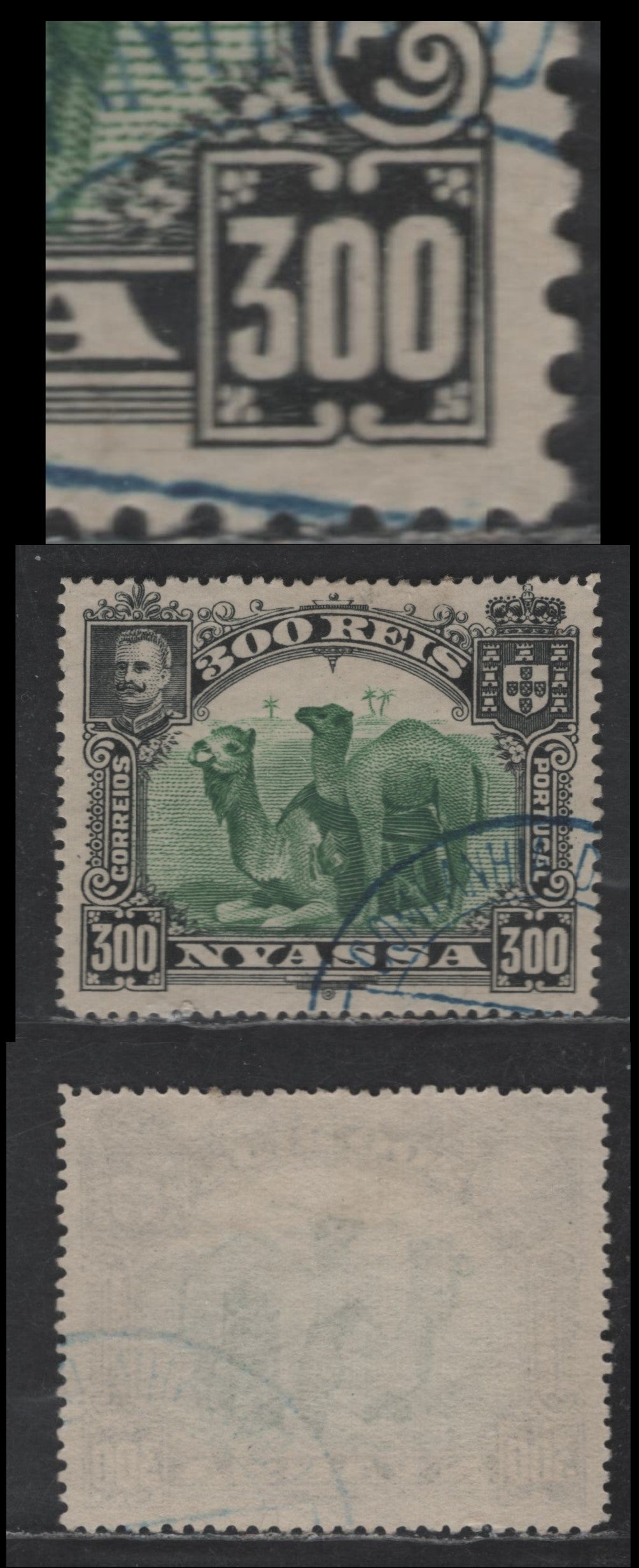 Nyassa SC#38var 300r Black & Yellow Green Camel, 1901 Pictorial Issue, A Very Fine Used Single, Perf 15, Re-Entry In Right Value Tablet