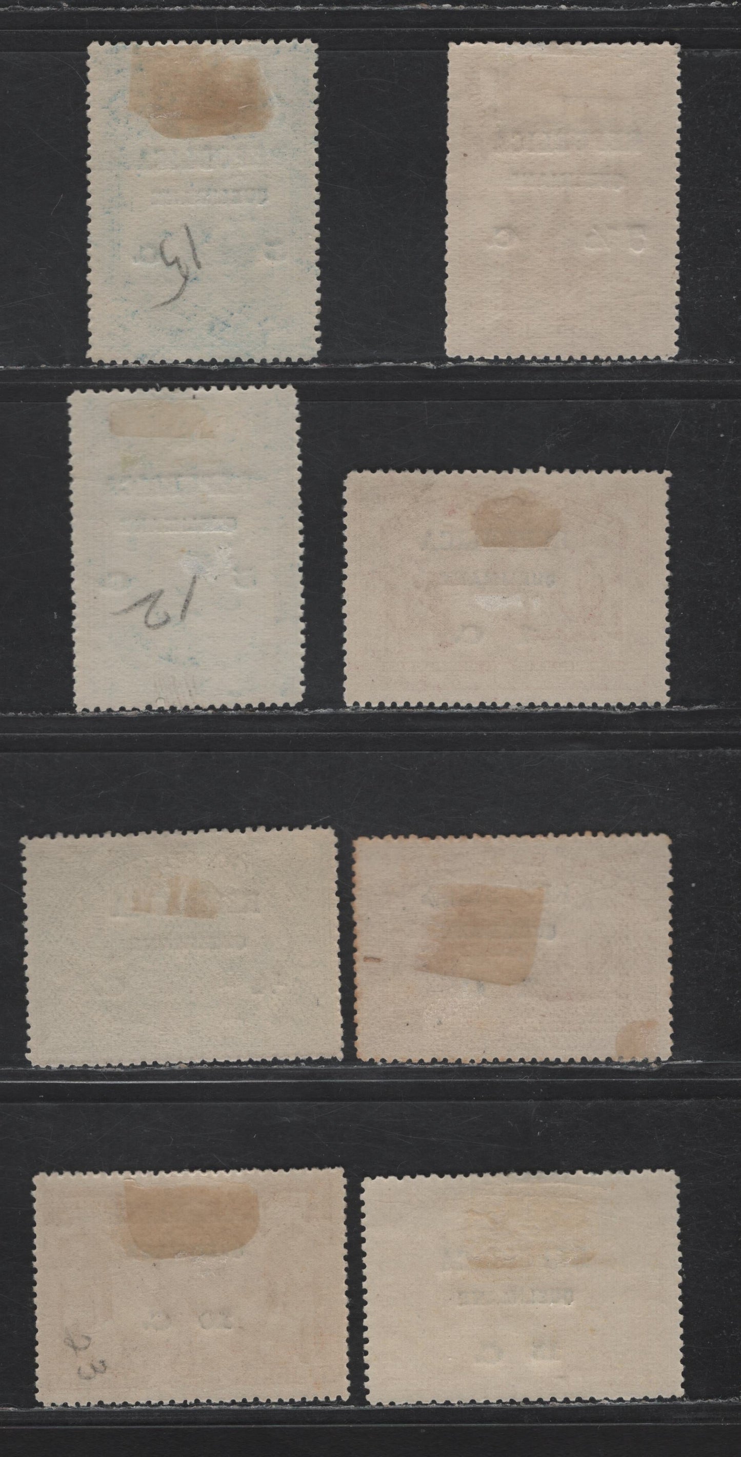 Lot 292 Quelimane SC#9, 11, 13-14, 19, 21, 23-24 1/4c on 2.5r - 15c on 24a Blue Green - Bistre Vasco da Gama, 1898-1913 Vasco da Gama - Republica Overprinted Issues, 8 F/VFOG Singles
