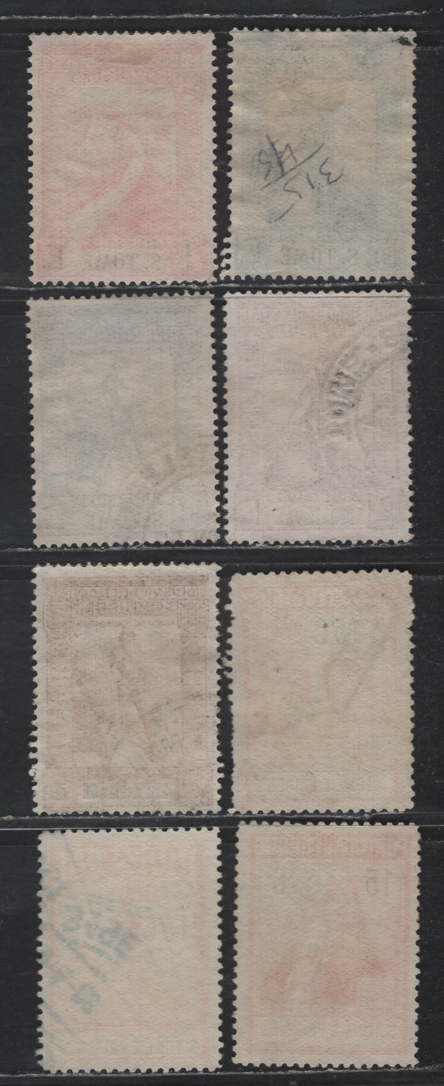 Lot 316 St. Thomas & Prince SC#314-315, 318, 337, 340, RA1-RA3 1c - 15c Red - Orange & Black Vasco de Gama, 1925 Pombal Issue, 8 Very Fine Used Singles
