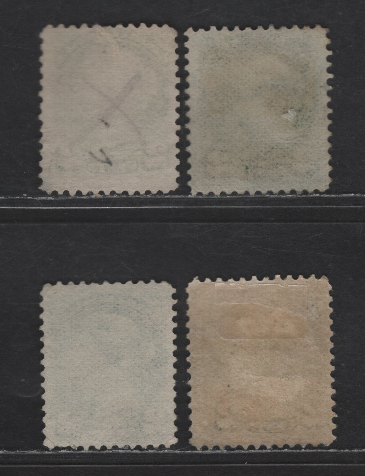 Lot 386 Canada SC#36 2c Green Queen Victoria, 1870-1893 Small Queen Issue, 4 Fine Used Singles, Late Montreal Printings, LM-F, LM-C & LM-A Papers, Variety Of Shades