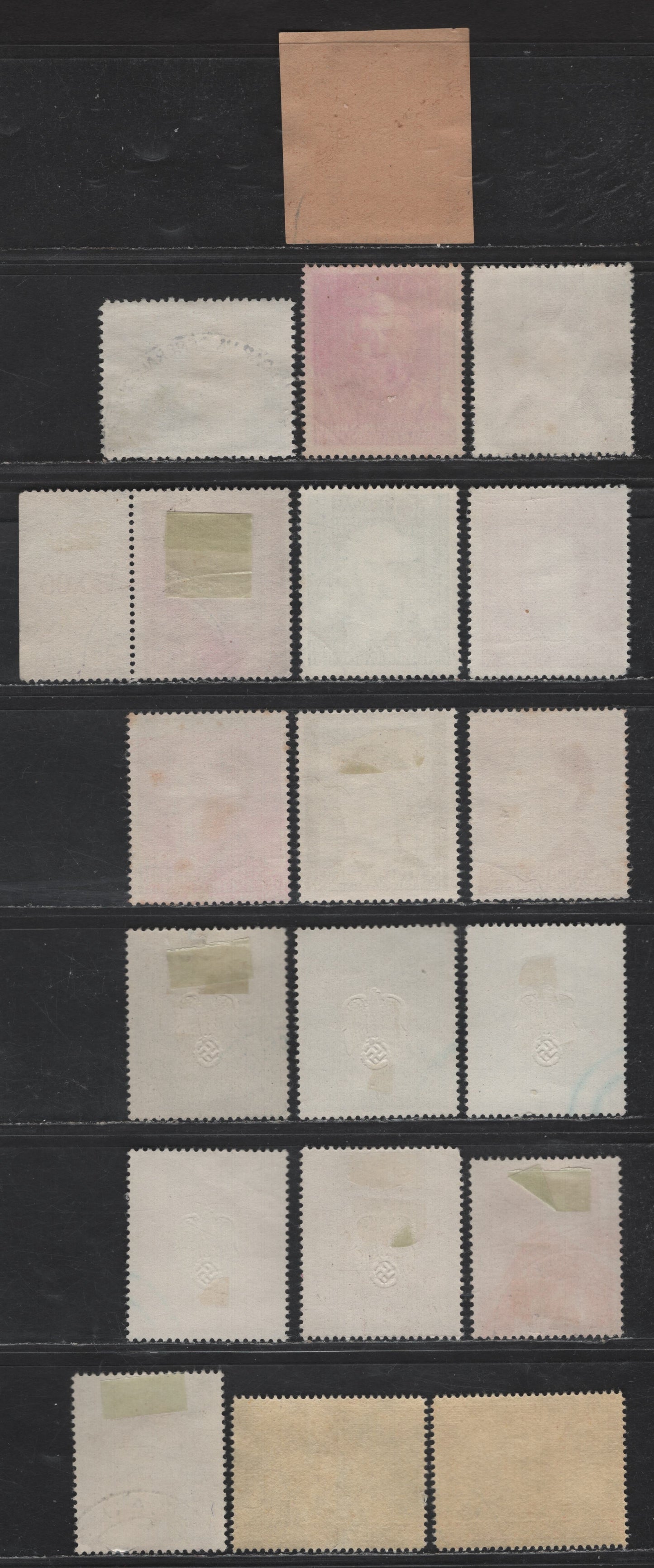 Lot 138 Poland - German Occupation SC#NB6-NB7, NB17, NB20-NB21, NB23, NB37-NB40, NB28-NB34 24g+26g - 24g+1z Copper Red - Brown Red Figures, 1940-1944 1st Anniv of General Government - Hitler's 55th Birthday Issues, 19 Fine/Very Fine Used Singles