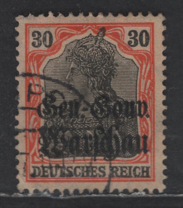 Lot 178 Poland MI#14a (SC# N14var) 30pf Orange & Black Portrait, 1916-1917 General Government Overprinted Issue, A Very Fine Used Single, Glossy Overprint, (Matte Is More Common On This Value)