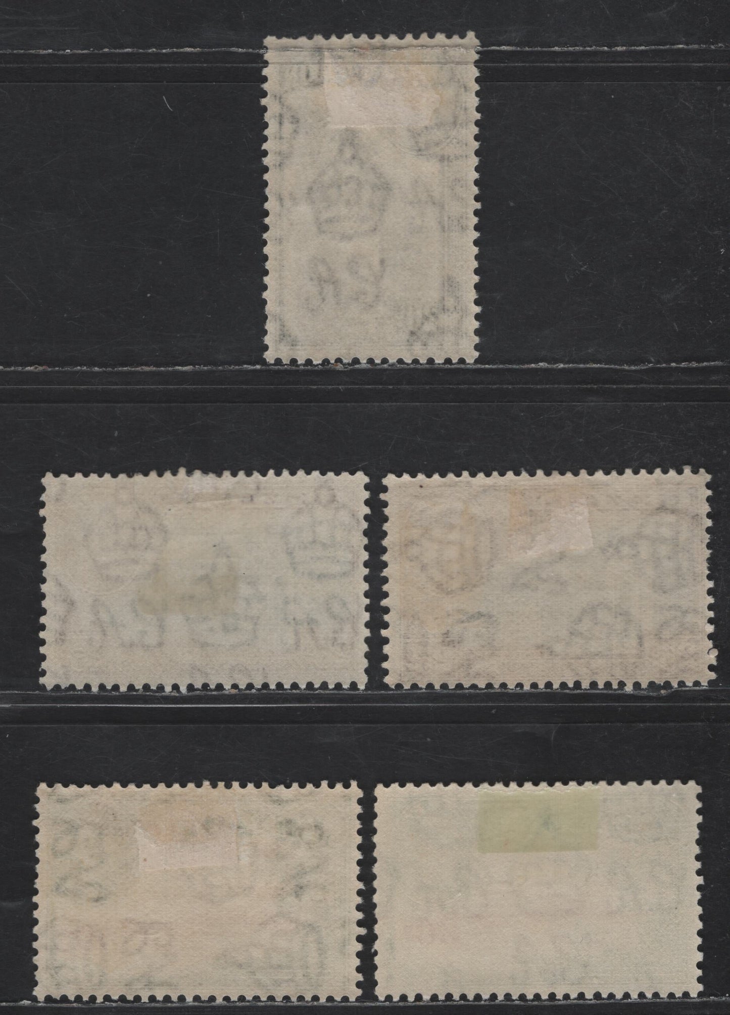 Lot 297 Ceylon SG#391-392,a, 393,a 20c - 30c Black & Gray Blue - Carmine & Green King George VI, 1938-1952 KGVI Pictorial Issue, 5 F/VFOG SIngles, Upright & Sideways Wmks
