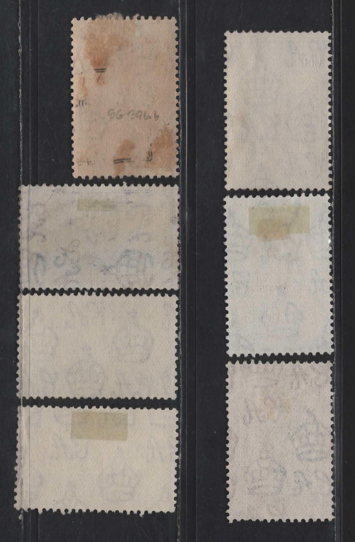 Lot 306 Ceylon SG#395,a, 396,b 1r & 2r Blue Violet & Chocolate - Black & Violet King George VI, 1938-1952 KGVI Pictorial Issue, 7 Fine/Very Fine Used SIngles, Includes Sideways & Upright Wmks