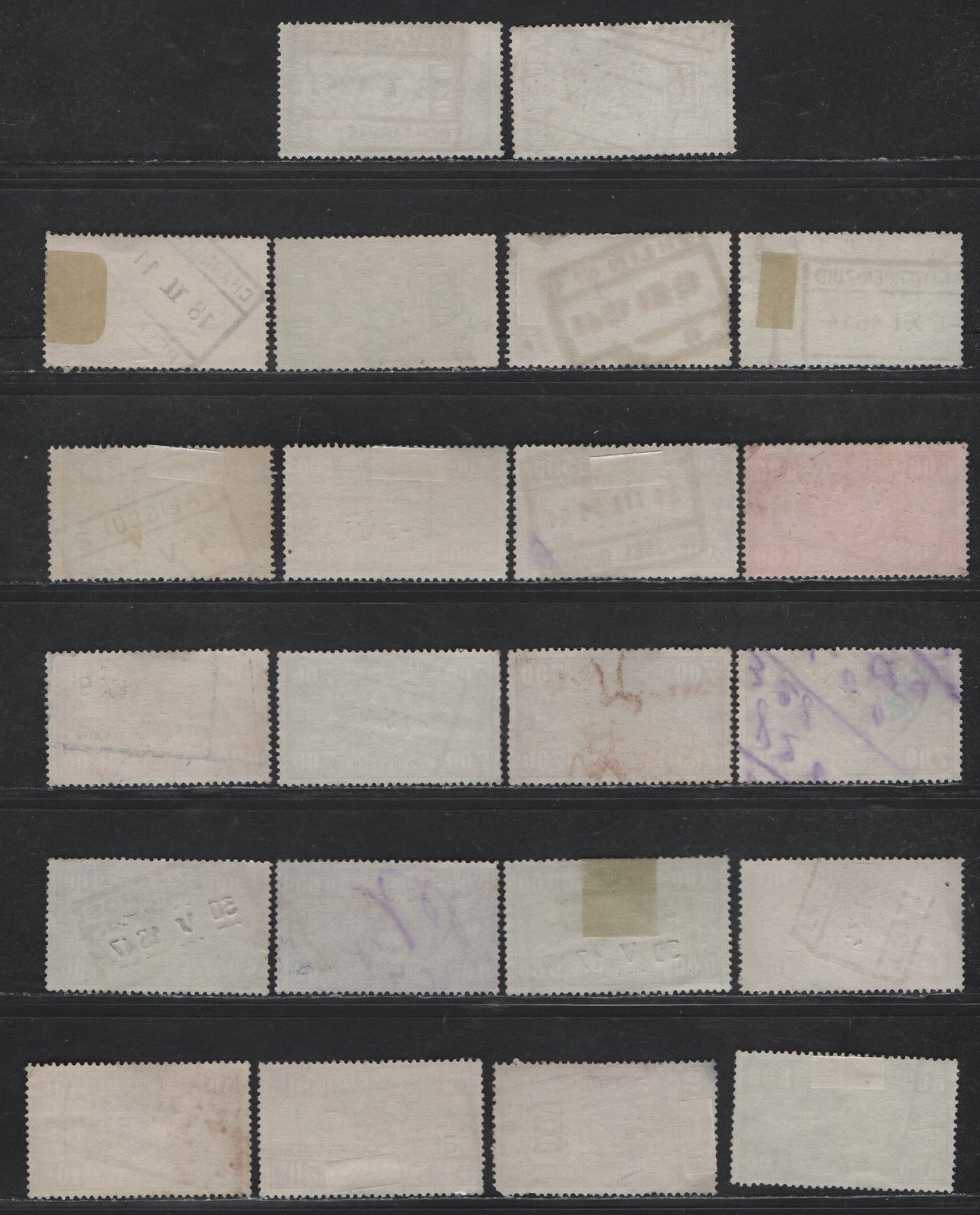 Lot 208 Belgium #Q239 / Q262 10c Dull Olive - 50f Bright Red Violet, 1941 Parcel Post Issue, 22 F & VF Used Singles With Unlisted Shades