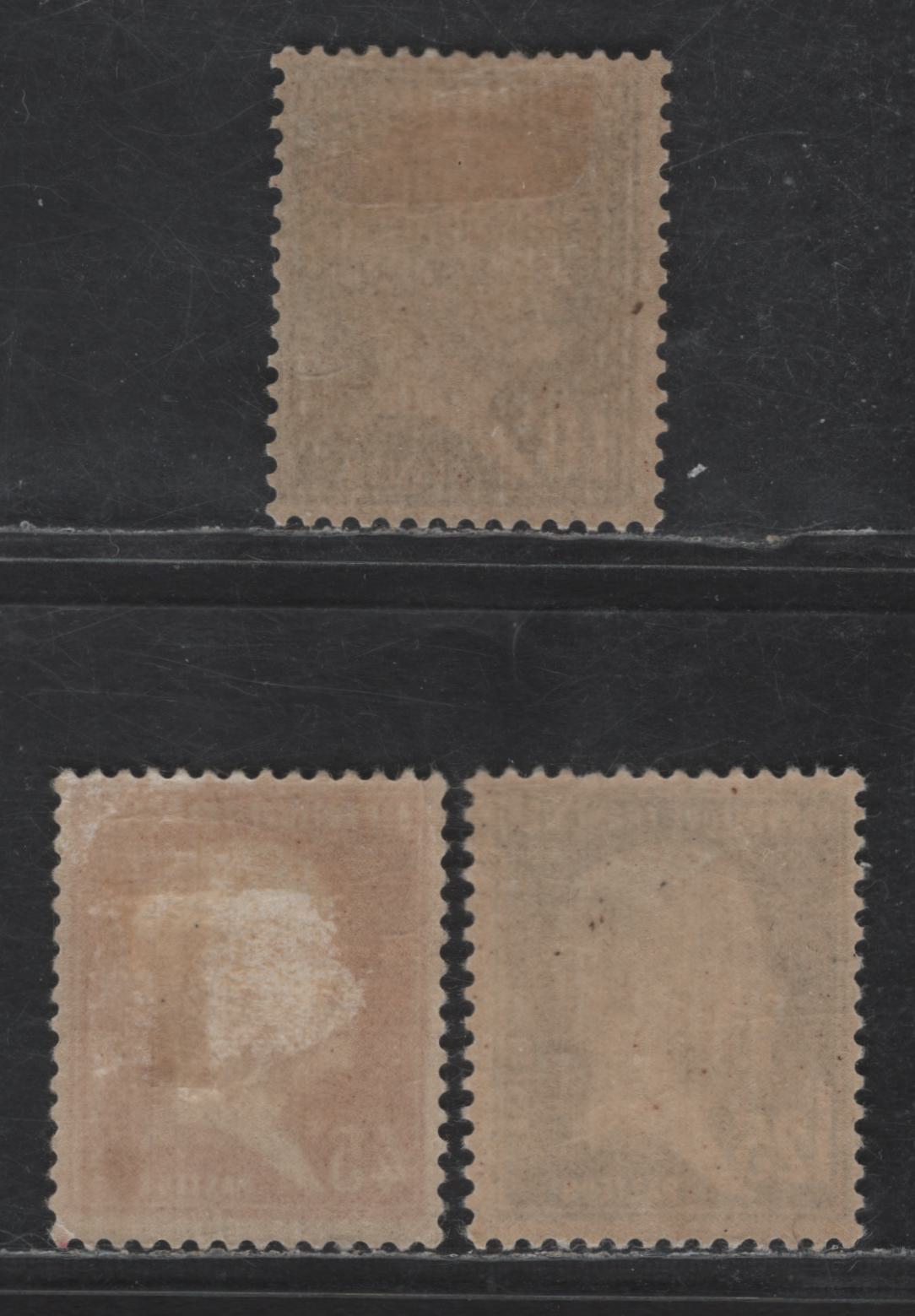 Lot 259 France #185, 190, 195 10c Green, 45c Red, 1.25fr Blue,1923-1926 Louis Pasteur Issue, 3 FOG Singles
