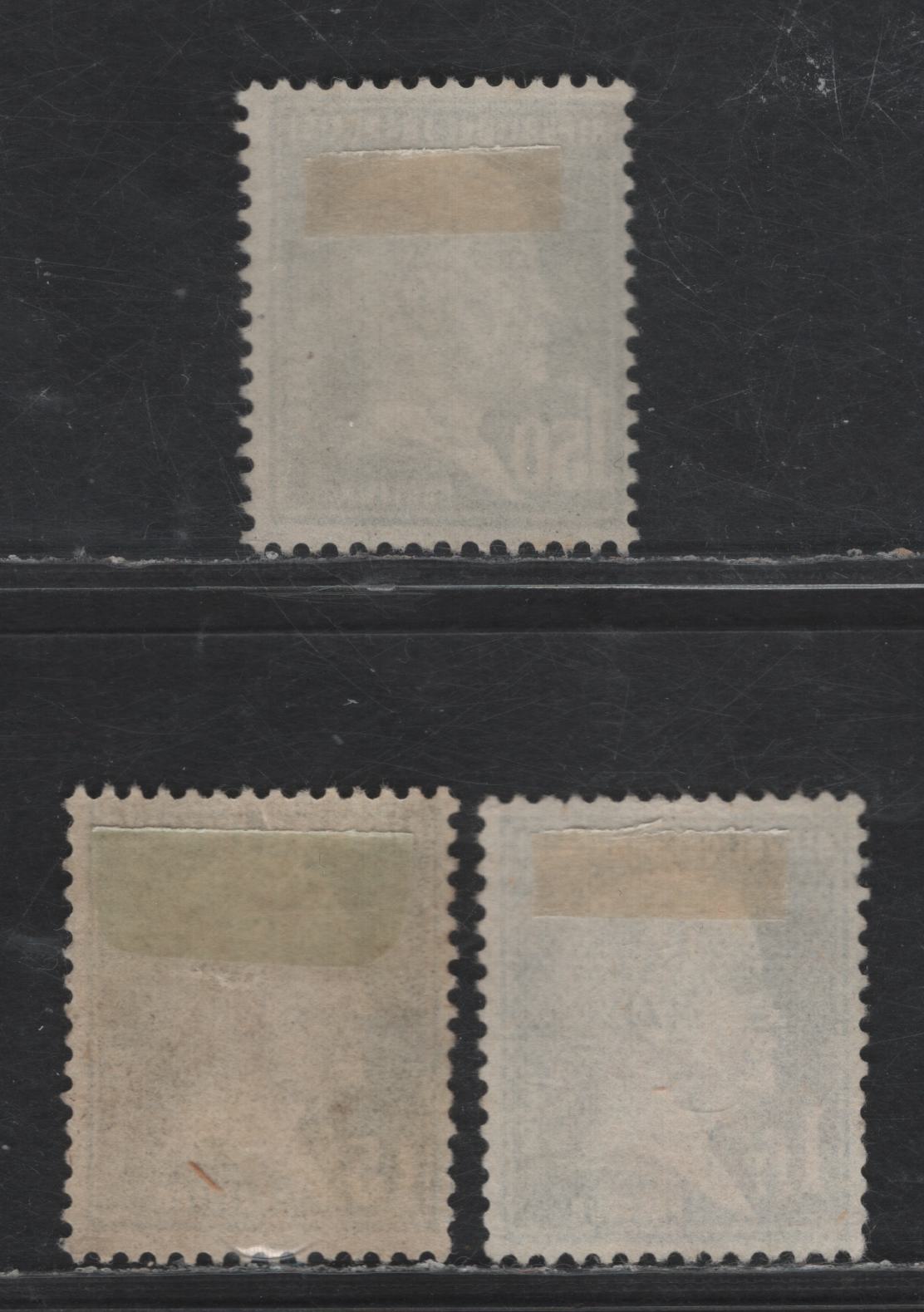 Lot 260 France #186, 194, 196 15c Green, 1fr Blue, 1.50fr Blue,1923-1926 Louis Pasteur Issue, 3 F & VF UN Singles No Gum