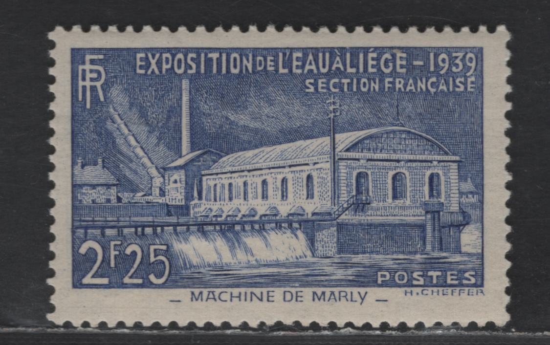 Lot 279 France #388 2.25fr Bright Ultramarine,1939 International Water Exposition Issue, A VFNH Single Very Minor Offset On Gum