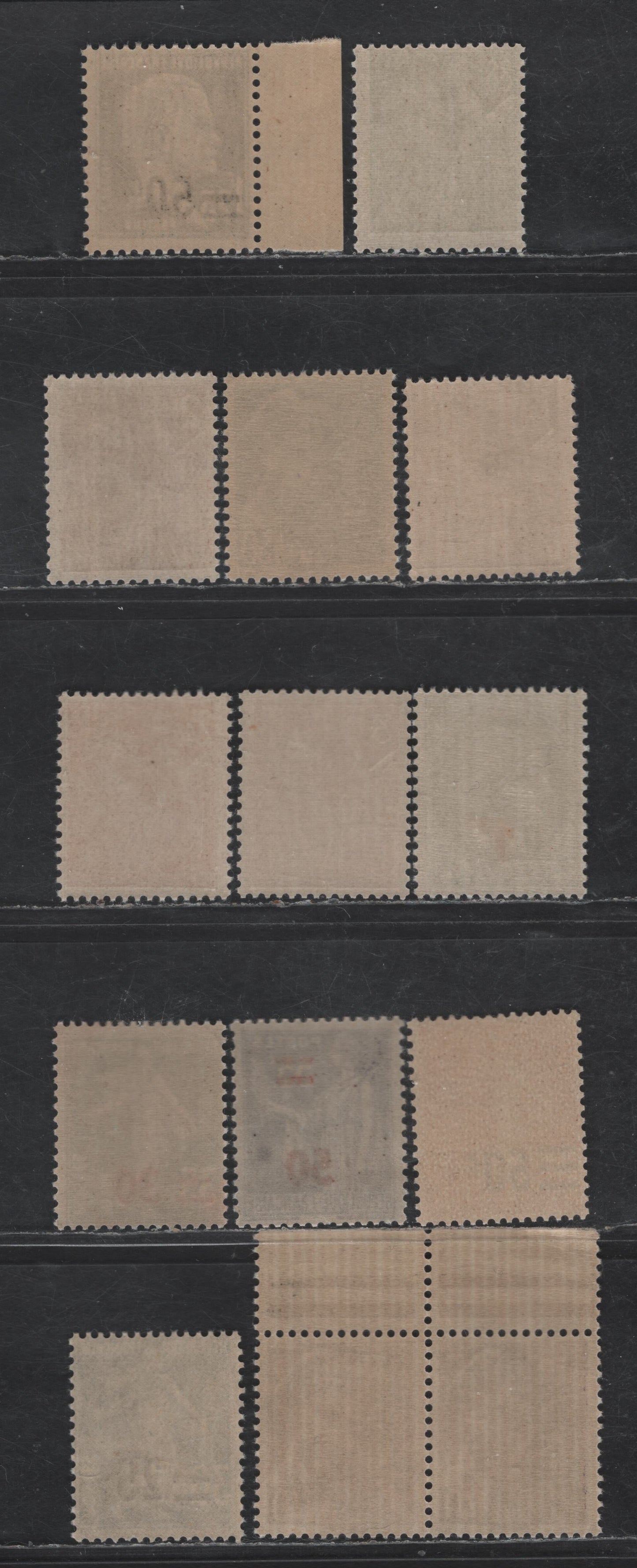 Lot 287 France #227, 230, 235, 362, 364, 376, 380, 385, 386, 399, 400, 401 25c On 30c Light Blue - 50c On 55c Dull Violet,1926-1927 & 1940-1941 Surcharge Issues, 12 F & VF NH Singles And 1 Pair