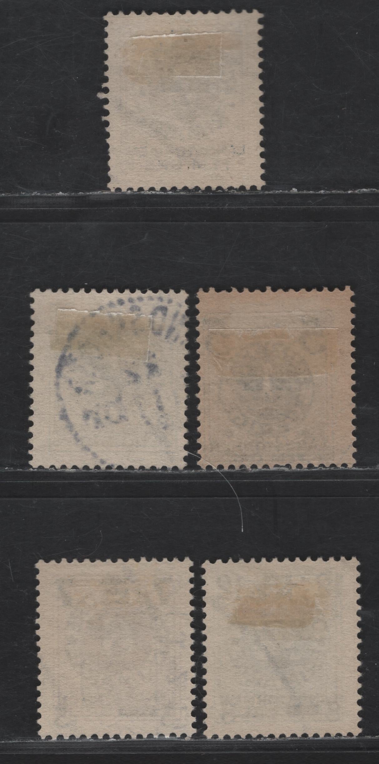 Lot 351 Sweden SC#B2, B6, B12, B26-B27 5o+5o on 3o - 5o+10o on 12o Yellow Brown - Blue Numeral, 1916-1918 Semi Postal Issue, 5 Fine/Very Fine Used Singles
