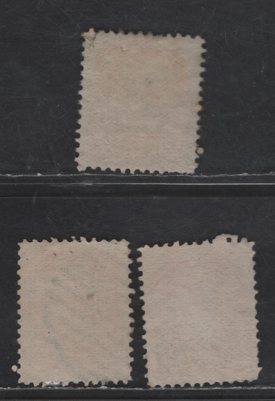 Lot 386 Canada SC#37 3c Dull Red Orange & Orange Red Queen Victoria, 1870-1893 Small Queen Issue, 3 Very Fine Used Singles, Mid to Late Montreal Printings, Paper MM-B, Perf 12, No Pos. Dots