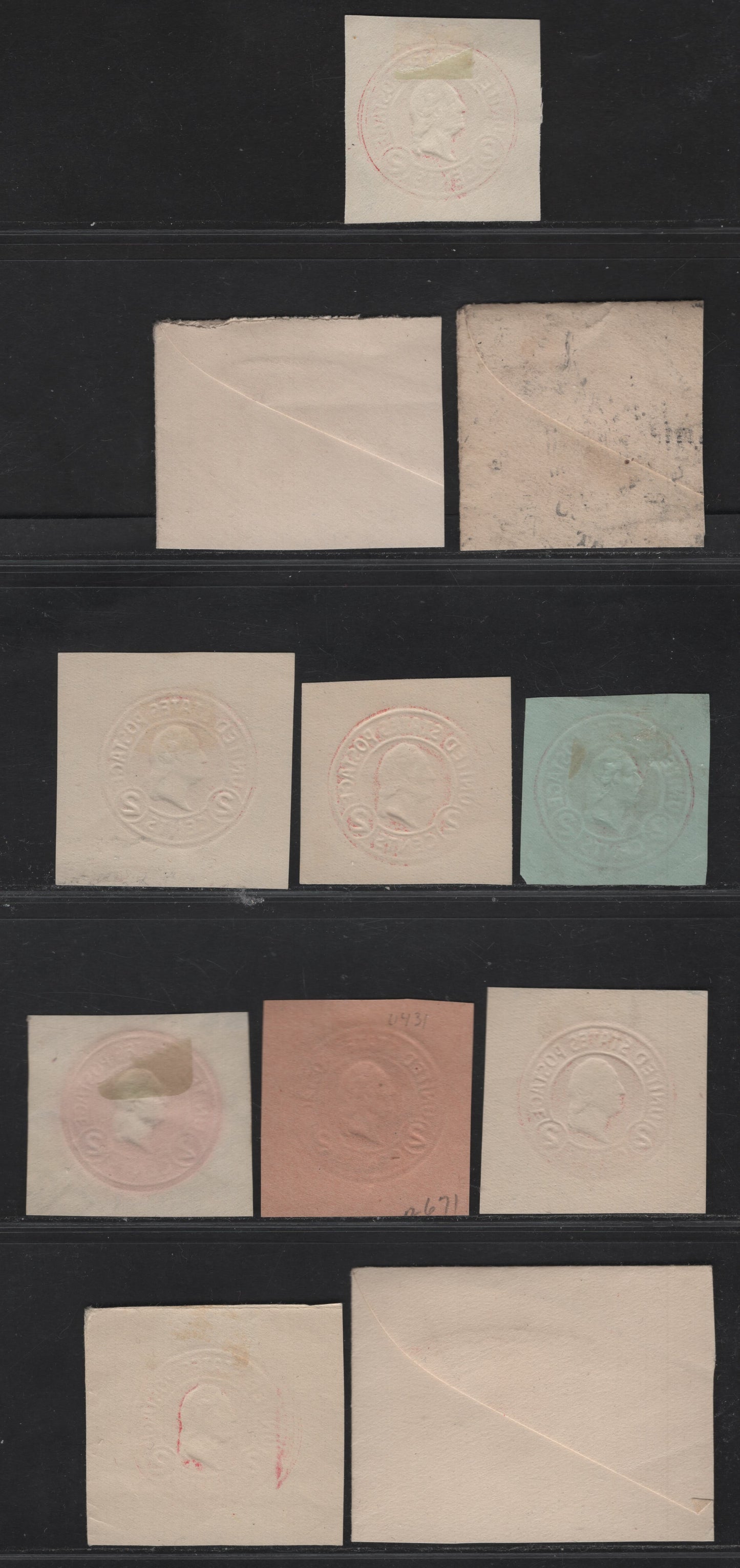 United States SC#U429,h, U432i, U429f, U431e 2c Carmine Franklin, 1915-1932 Heads Issue, Fine/Very Fine Unused Singles, Various Papers & Dies