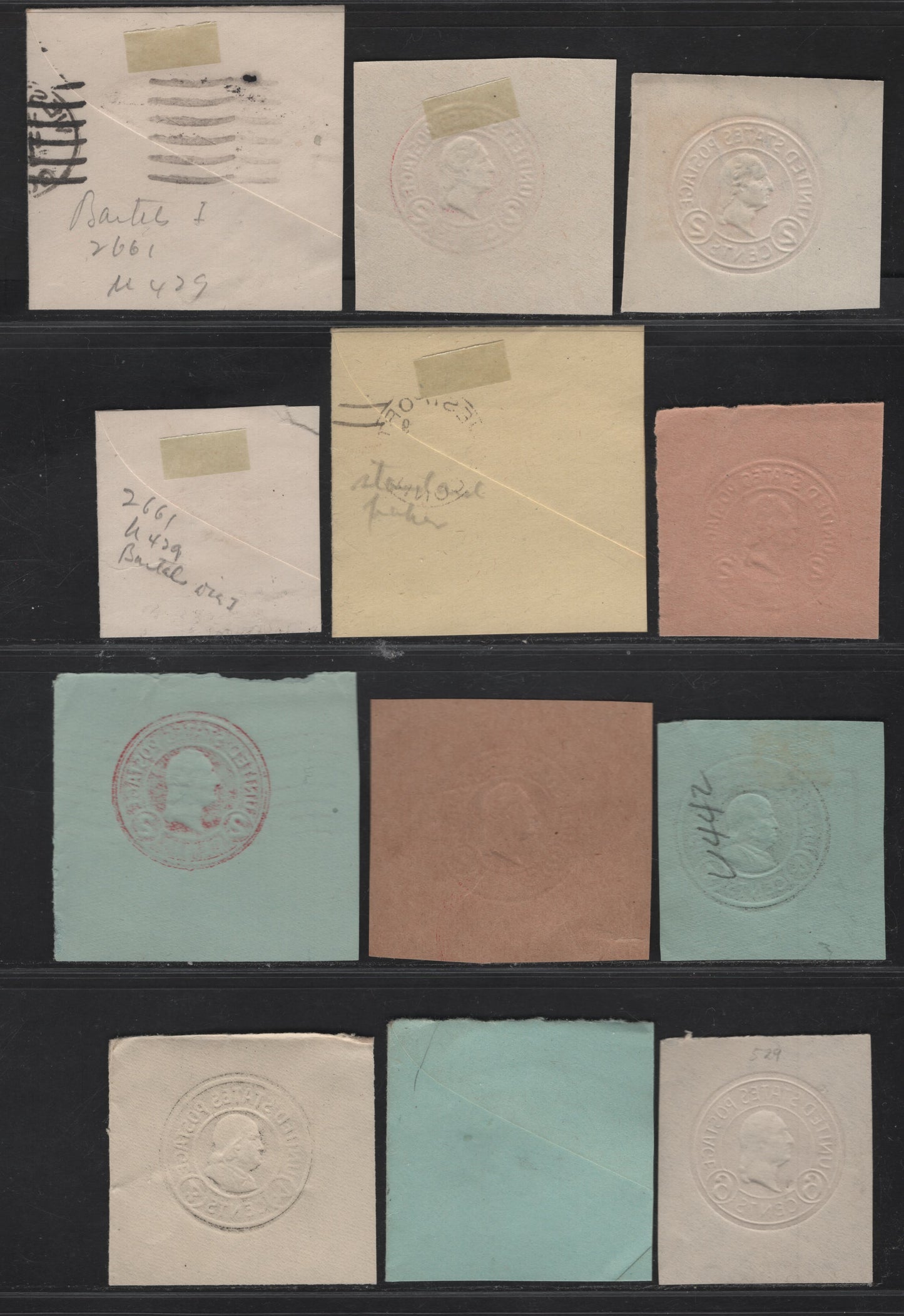 United States SC#U429,h,d,e, U430-U433, U440, U442, U445, U529 2c - 6c Carmine - Orange Franklin - Washington, 1915-1932 Heads Issues, Very Fine Used Singles, Various Papers & Dies