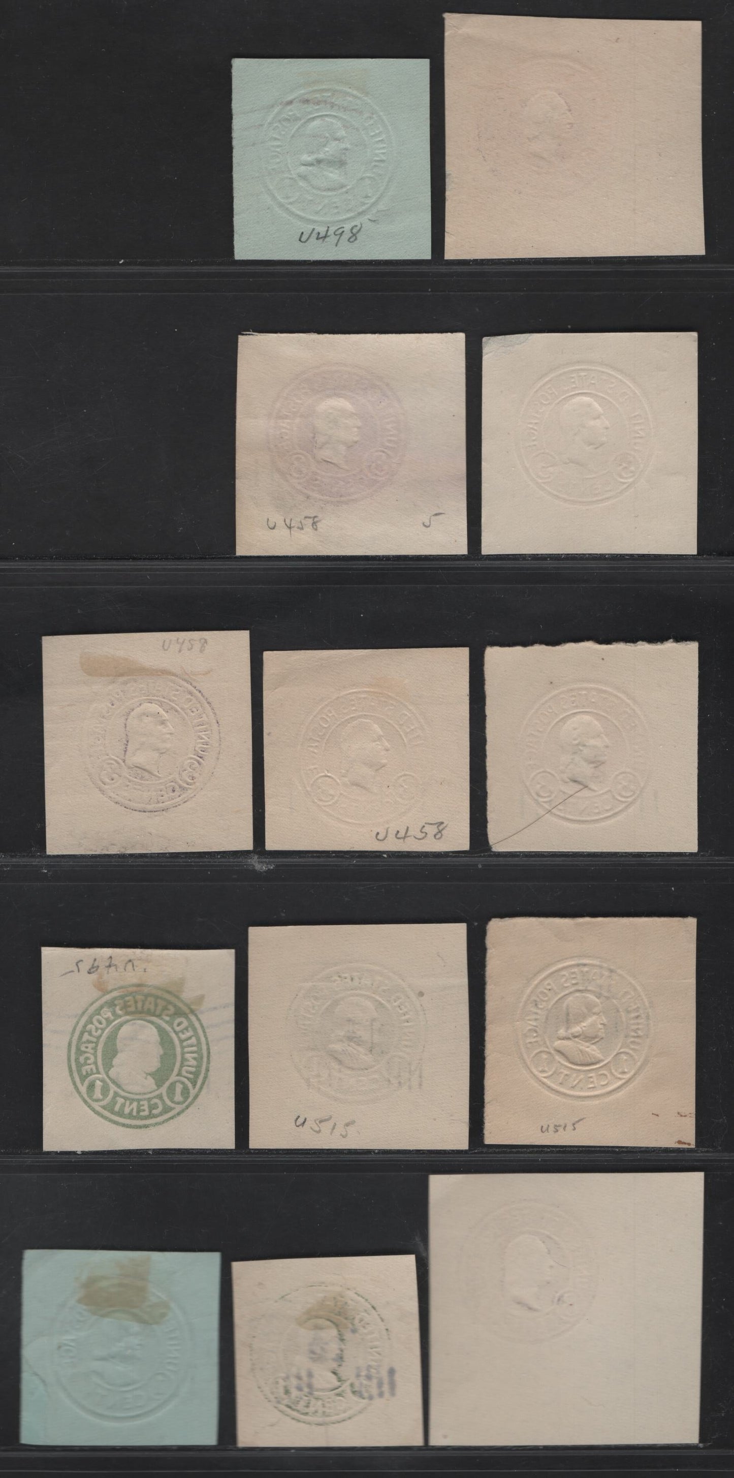 Lot 125 United States SC#U458-c, U468-a,U495, U498b, U515-b 1.5c on 1c - 2c on 3c Green - Dark Violet Washington, 1920-1921 Surcharge Issue, Very Fine Unused Singles, Various Papers & Dies