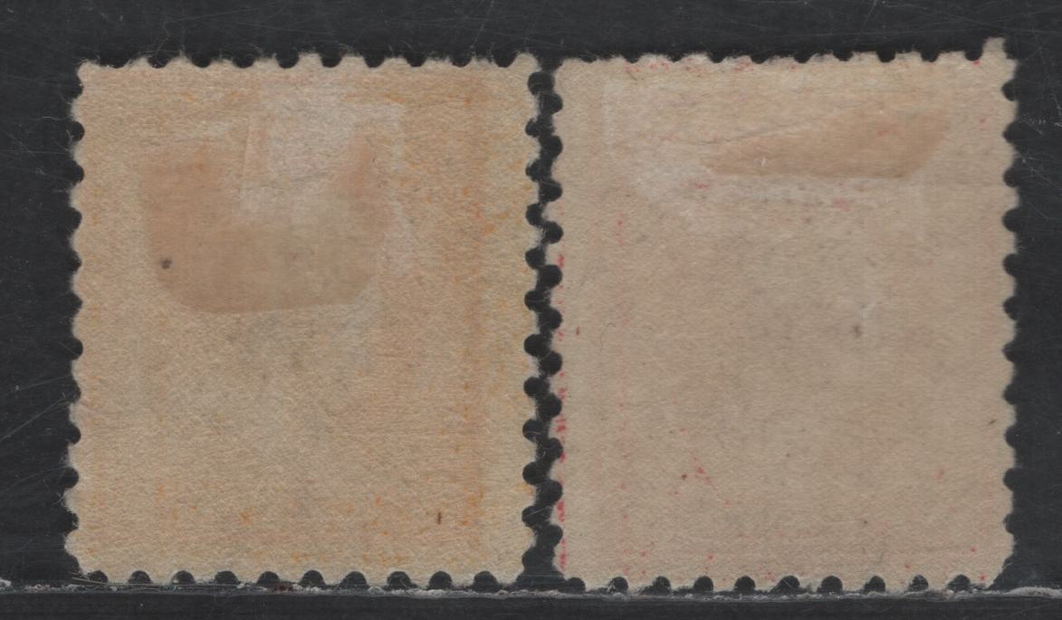 United States Of America SC#463, 472 2c, 10c Rose Carmine, Orange Yellow George Washington, 1908-1920 Washington-Franklin Issue, 2 Fine OG Singles Perf. 10, Unwatermarked