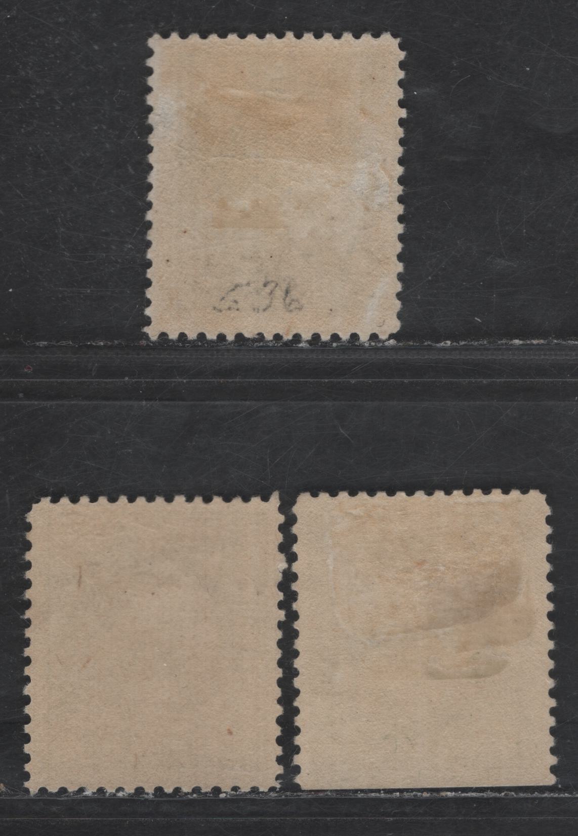 Lot 434 United States Of America SC#536 1c Grey Green Shades George Washington, 1908-1920 Washington-Franklin Issue, 3 VF & Fine OG Singles Perf. 12.5, Offset Printing, Three Different Shades