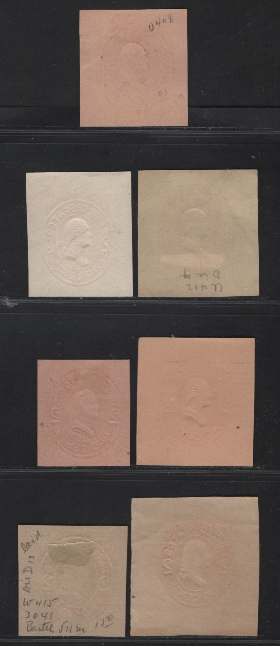 Lot 94 United States SC#U408b, U411b, U412c, U413c,e, U415,b 2c Brown Red & Carmine Franklin, 1907-1916 Heads Issue, 7 Fine/Very Fine Used Singles, Various Papers & Dies
