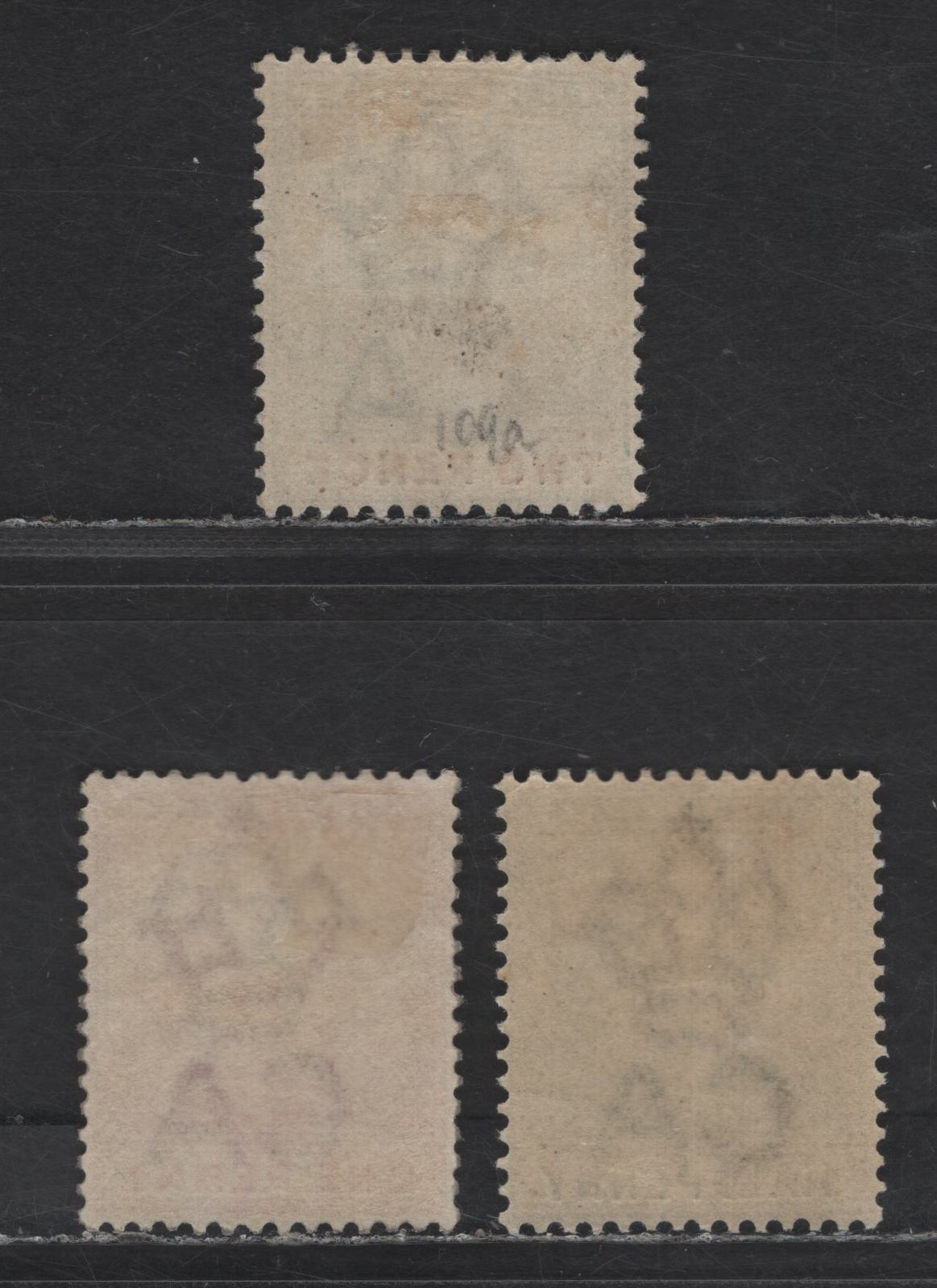 Lot 21 Barbados SG#106-108 1/2d - 2d Dull Green - Slate Black & Orange Badge of the Colony, 1892-1903 Badge of the Colony Issue, 3 F/VFOG Singles