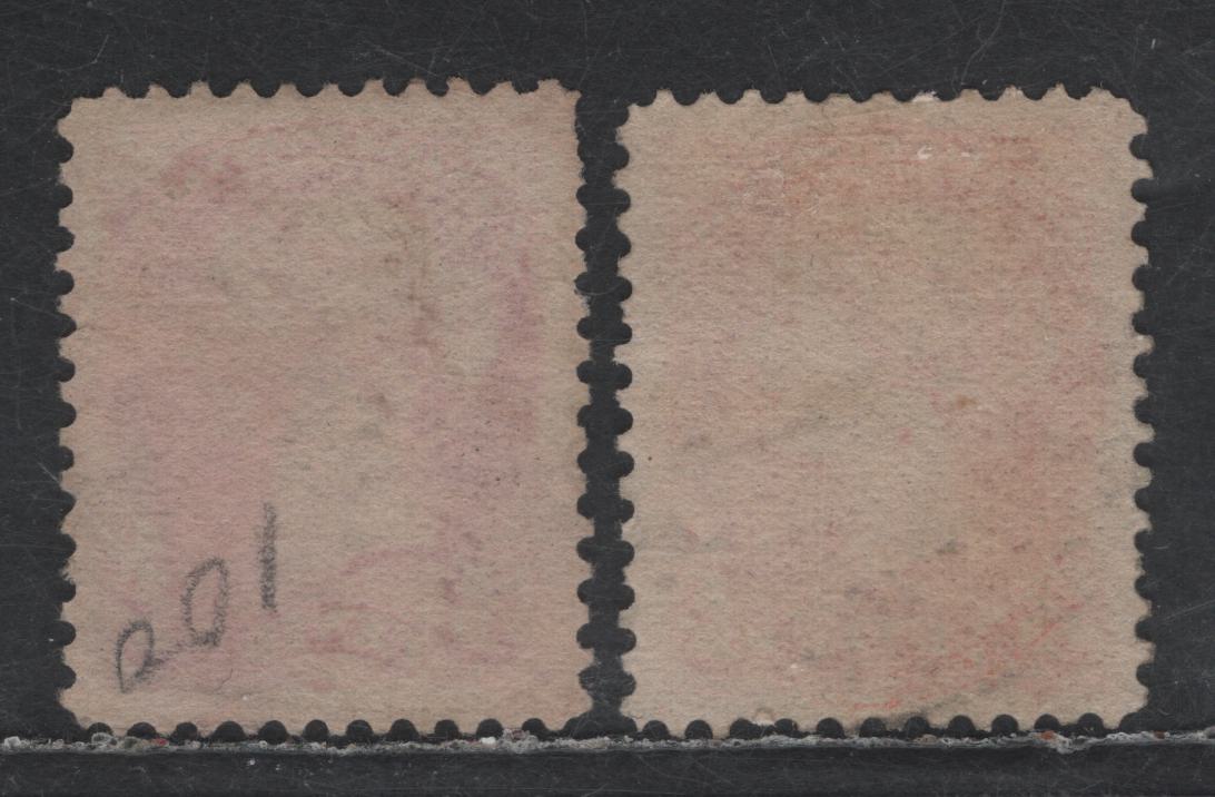 Lot 286 Canada #41 3c Dull Vermillion & Deep Orange Vermillion Queen Victoria, 1888-1897 Small Queen Issue, 2 Very Fine Used Singles, Early & Mid To Late Second Ottawa Printings, Paper Types 2O-C & 2O-E