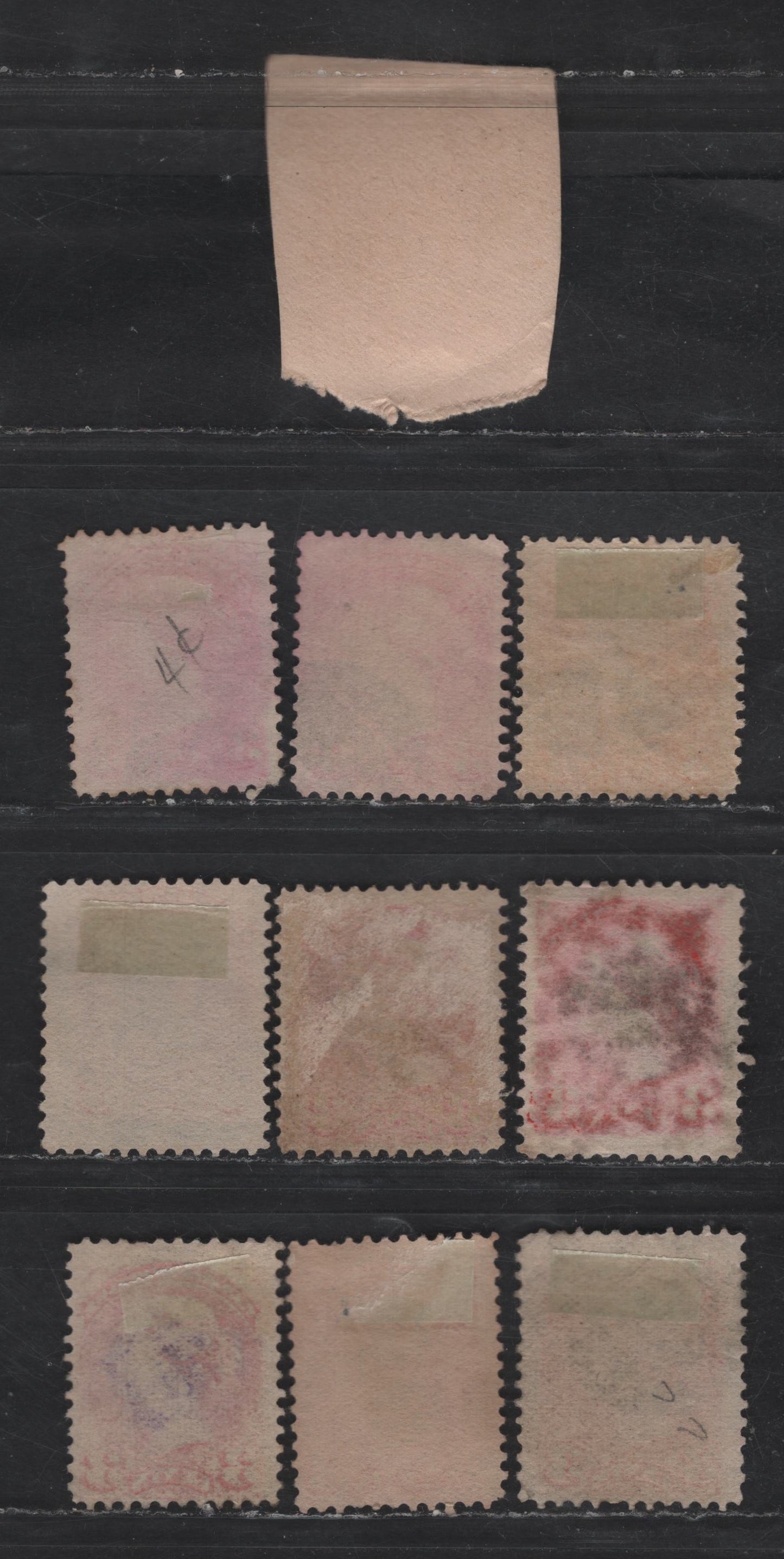 Lot 359 Canada #41 3c Deep Orange Vermillion, Pinkish Vermillion & Dull Orange Vermillion Queen Victoria, 1888-1897 Small Queen Issue, 10 Fine Used Singles, Early, Mid & Late Second Printings, Various Cork Cancels