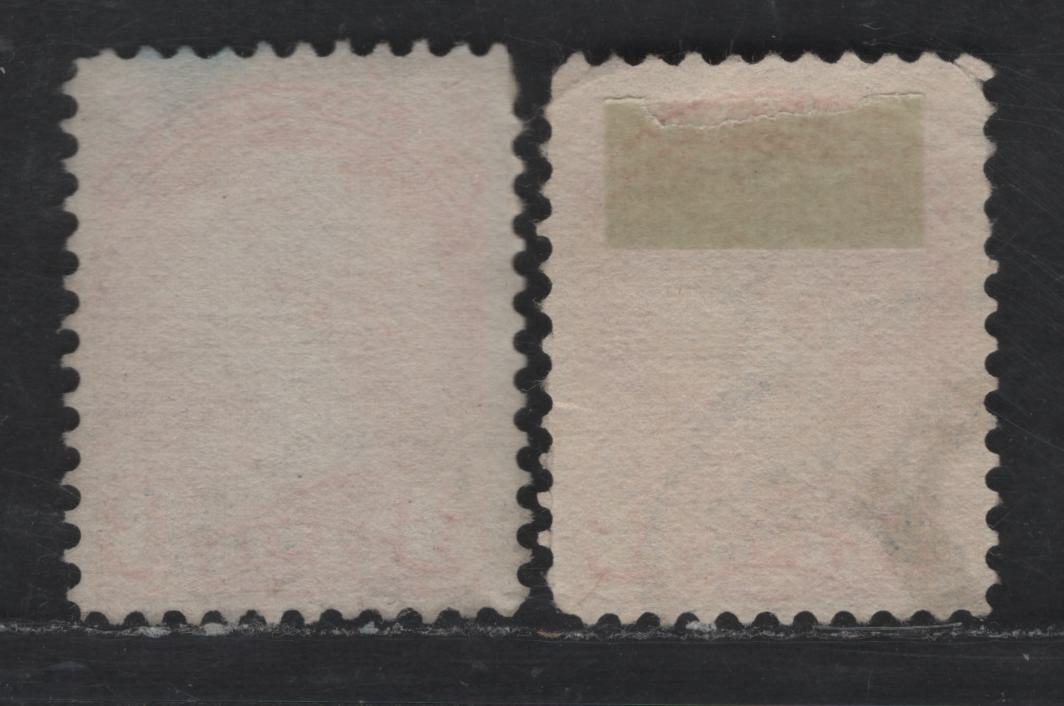 Lot 360 Canada #41 3c Vermillion & Orange Vermillion Queen Victoria, 1888-1897 Small Queen Issue, 2 Fine Used Singles, Papers 2O-EE & 2O-FF