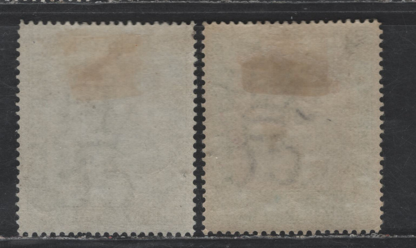 Lot 112 Barbados SG#145-146 1/4d - 1/2d Black & Gray - Black & Pale Green Nelson, 1906 Nelson Centenary Issue, 2 VFOG Single, Crown CC Wmk, Thin, Transluscent Bluish White Paper