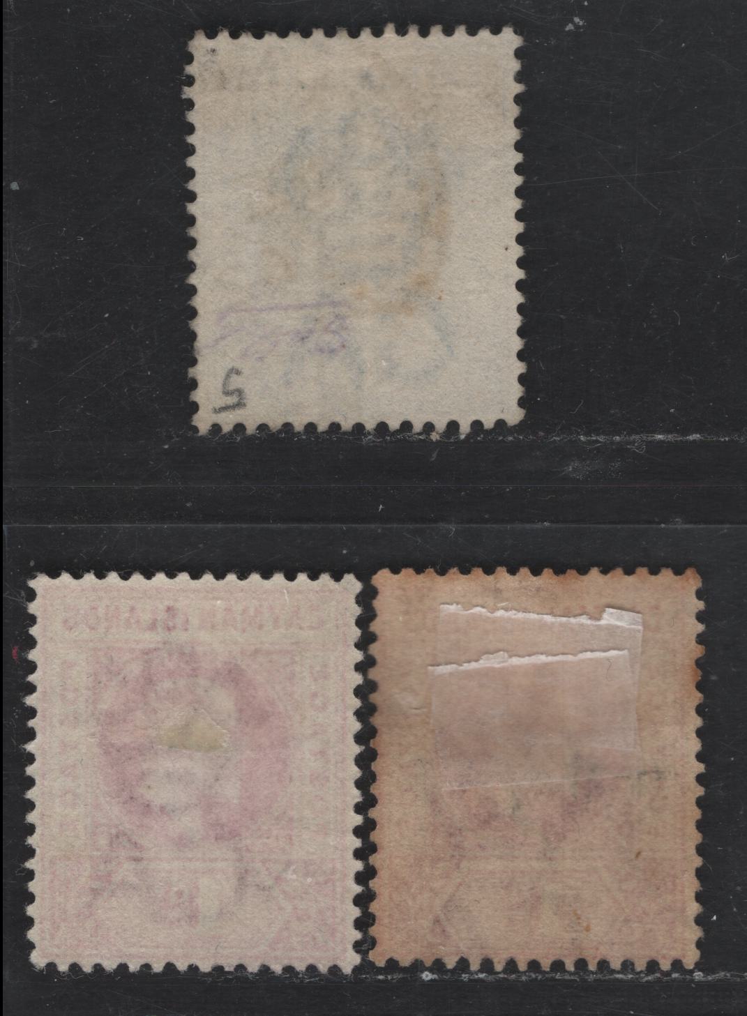 Lot 150 (C) Cayman Islands SG#4-5 1d - 25d Carmine - Bright Blue King Edward VII, 1902-1903 King Edward VII Keyplates Issue, 3 Fine/Very Fine Used Singles, Crown CA Wmk, 2 Shades Of 1d