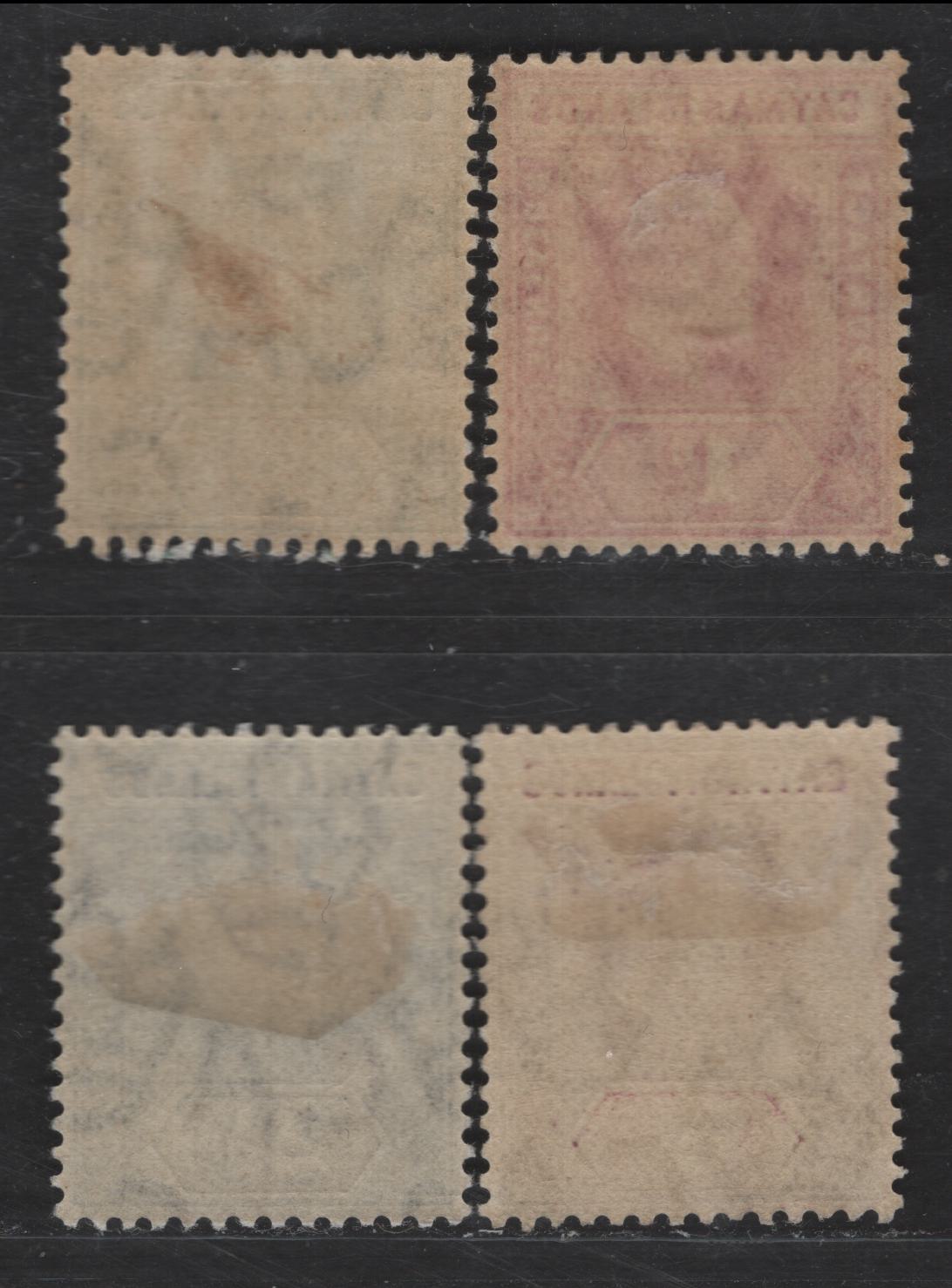 Lot 155 Cayman Islands SG#25-27, 30 1/2d - 6d Green -Dull Green & Violet Purple King Edward VII, 1907-1909 King Edward VII Universal Keyplates Issue, 4 VFOG Singles