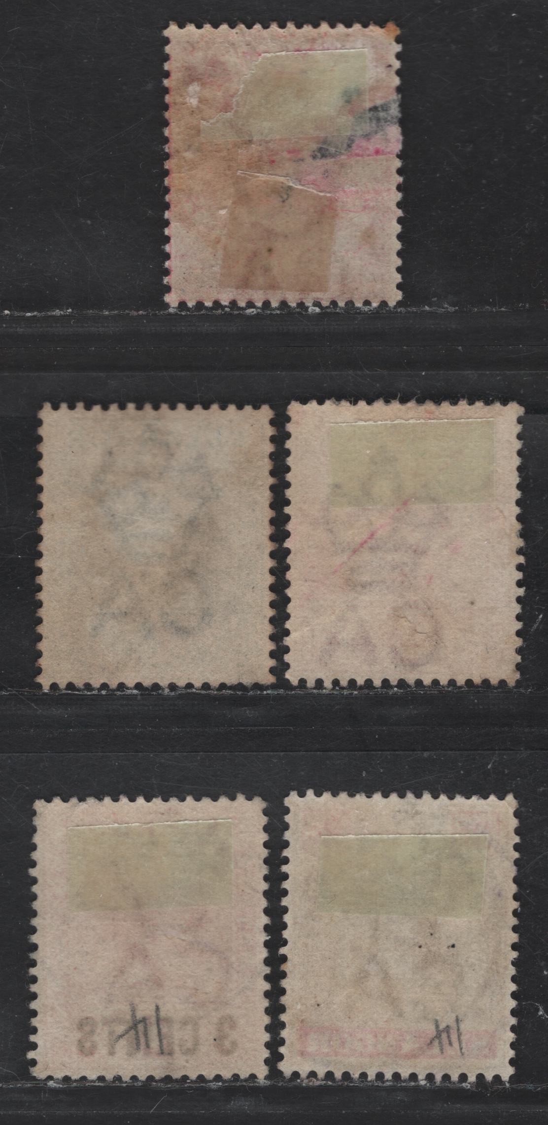 Lot 240 Malaya - Selangor SG#42, 49-50, 53-51 2c - 3c Rose - Dull Purple & Carmine Queen Victoria, 1885-1895 Overprints & Tiger Keyplates, 5 Fine/Very Fine Used Singles