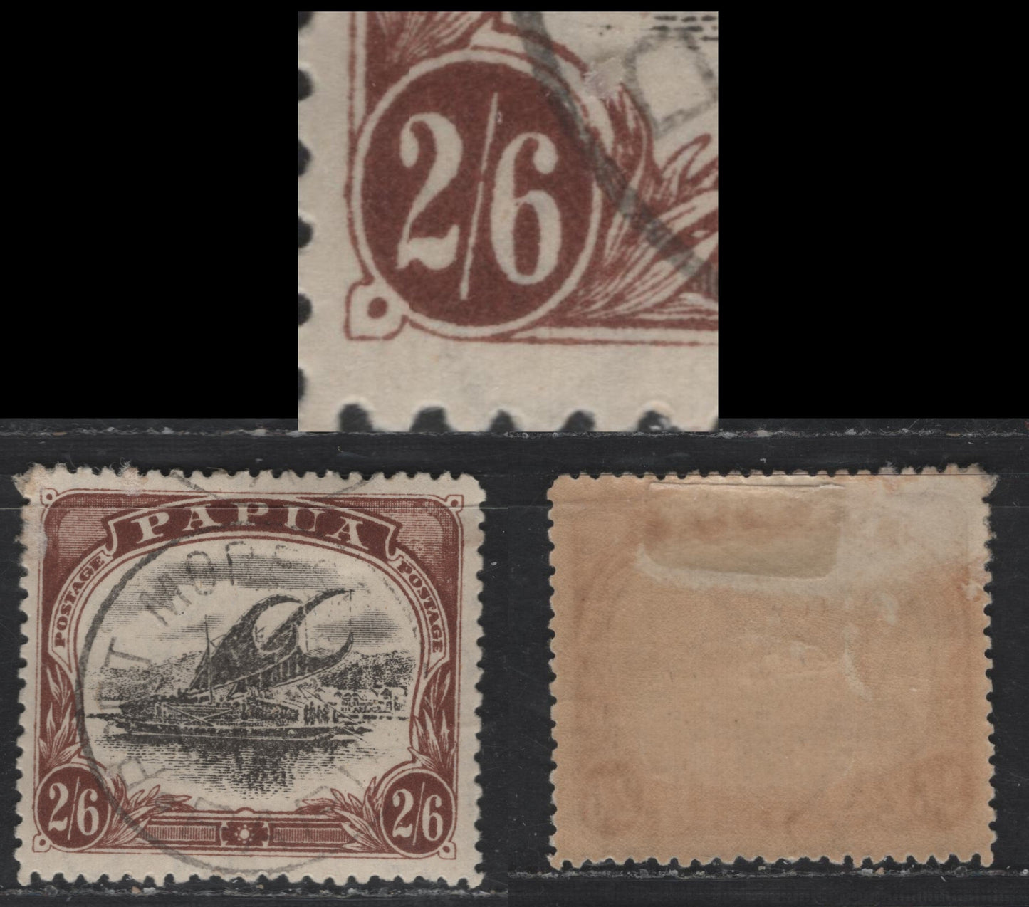 Lot 305 (C) Papua SG#83 2/6 Black & Brown Canoe, 1910-1911 Lakatoi Keyplate, A Very Fine Used Single, Double Lined Crown over A Wmk, Perf 12.5